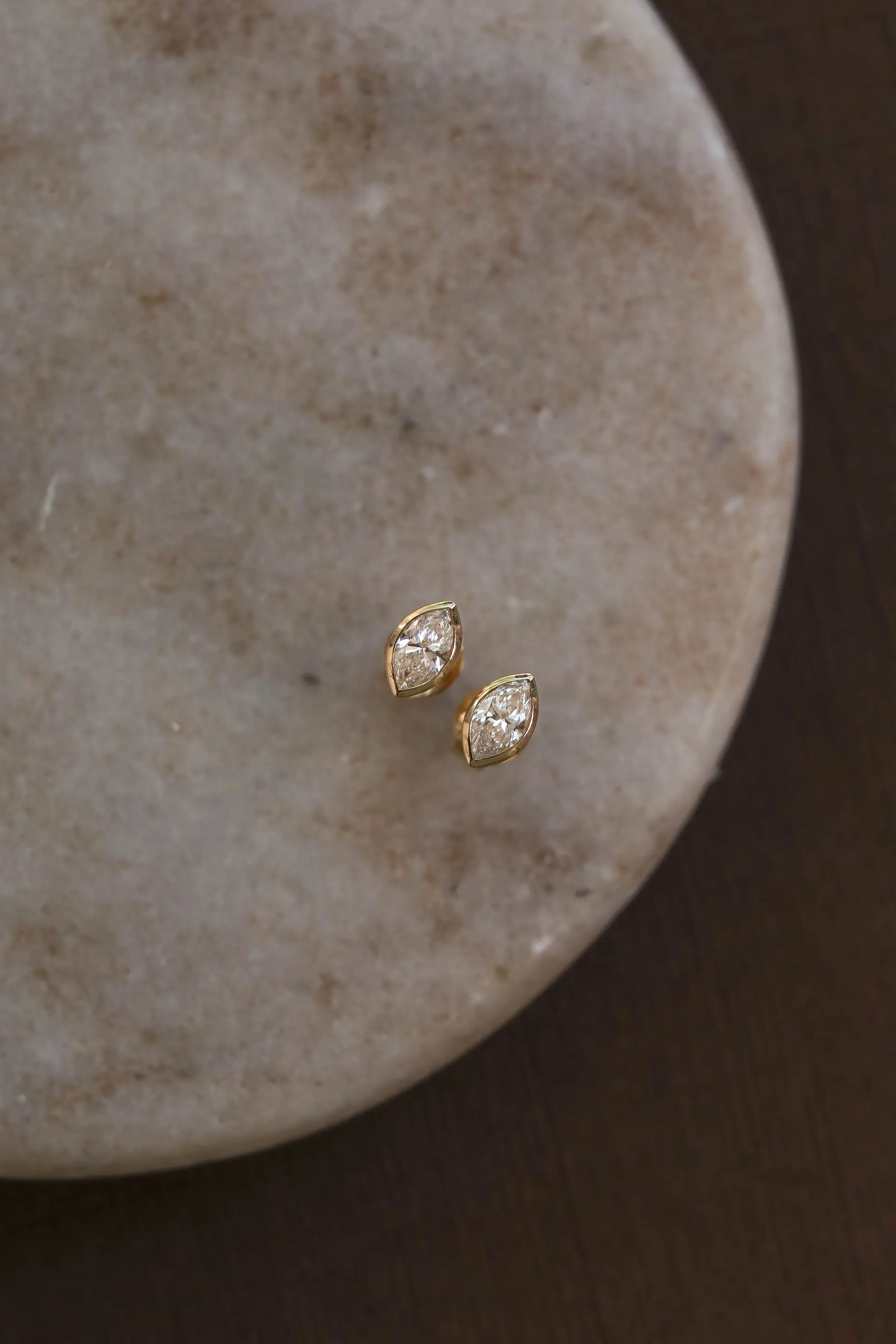 0.50 CT Marquise Cut Certified VS/SI Lab Grown Diamond Stud Earrings 925 Sterling Silver With Vermeil Gold